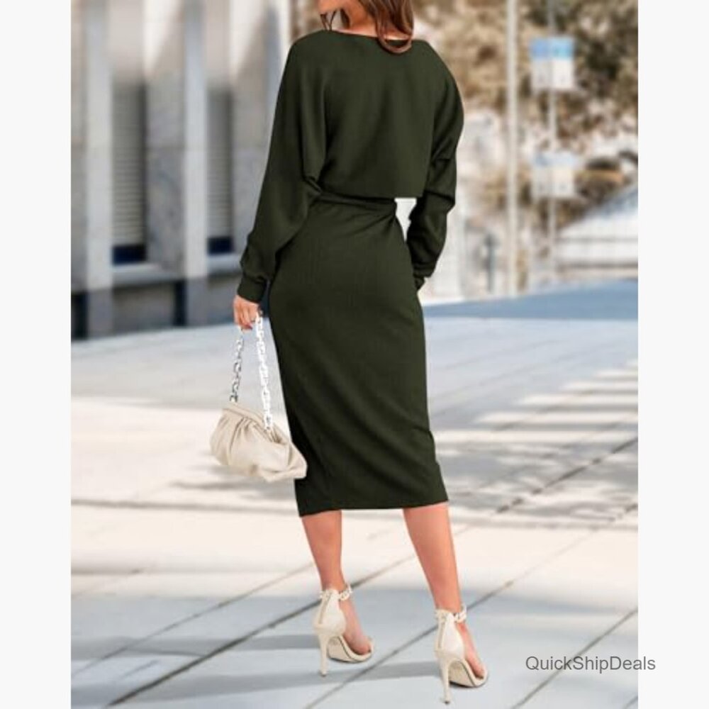 Polyester Elastane Ribbed Knit Two Piece Skirt Se… - image 5